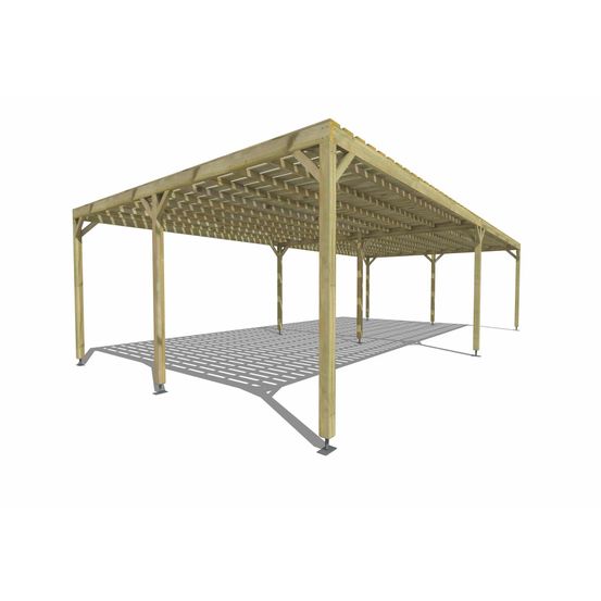Pergola bois • 10m x 5m • indépendante • sens largeur • platelage bois • livraison comprise