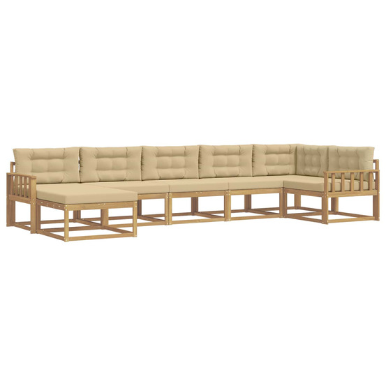 Ensemble de canapés d'extérieur 7 pcs blanc et beige