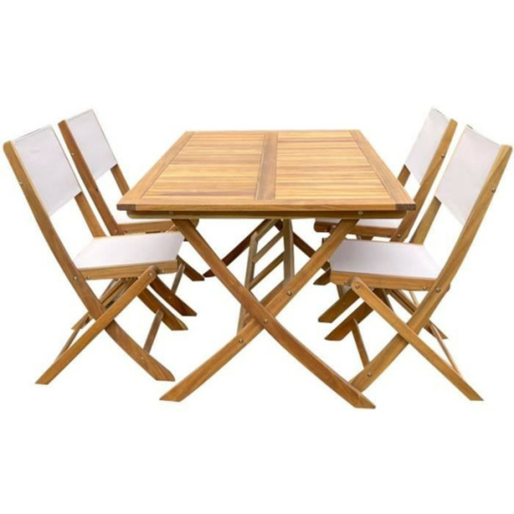 Ensemble repas de jardin en bois d'eucalyptus fsc - banggi - 4 personnes