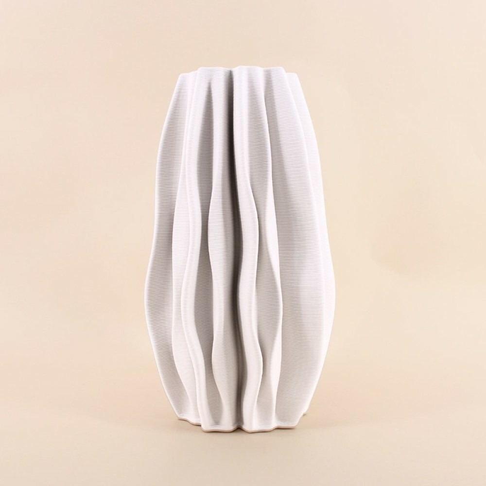 Vase alvéolé blanc en céramique 3d 37cm
