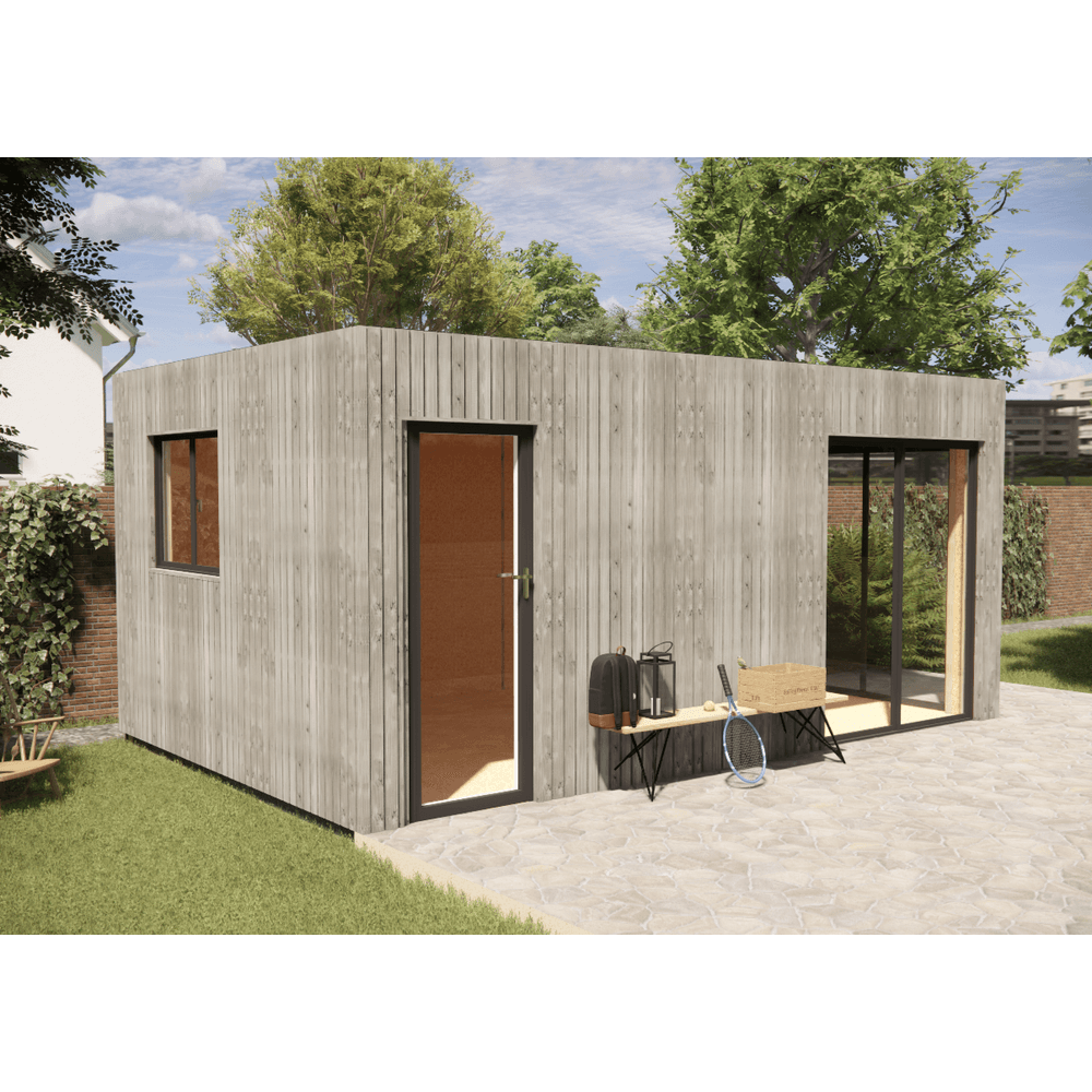 Bureau de jardin habitable en bois 5,5 x 3,5 x 2,7 m / menuiseries alu k-line