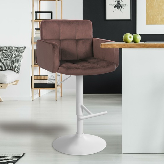 Tabouret de bar los angeles velours blanc