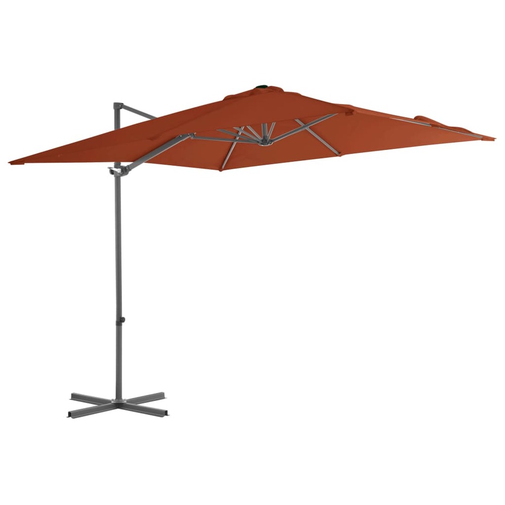 Parasol déporté avec mât en acier 250 x 250 cm orange