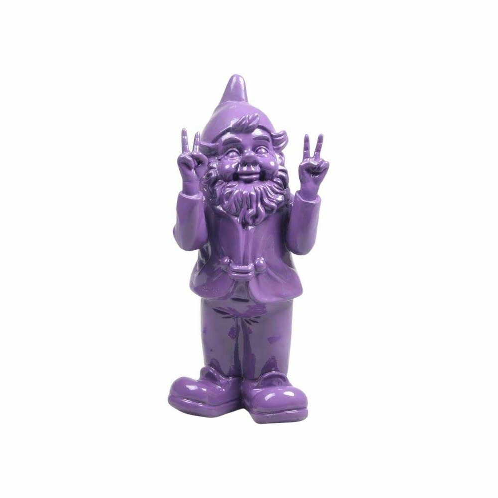 Nain de jardin en résine 13 x 11 x 31 cm peace violet