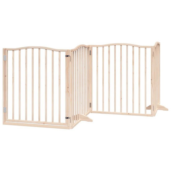 Barrière pour chiens avec porte 4 panneaux bois de peuplier