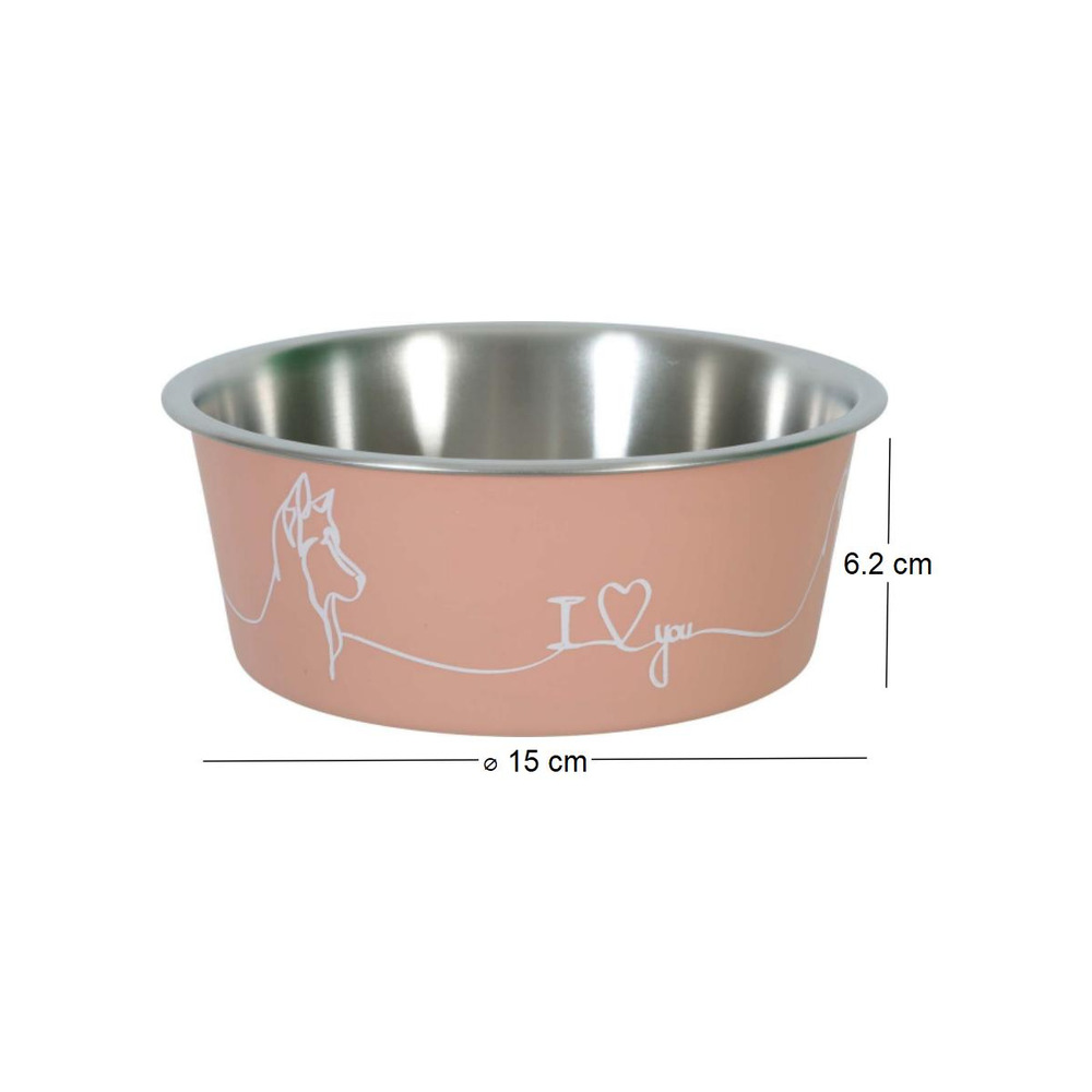 Ecuelle antidérapante rose pour chiens love dog 750 ml