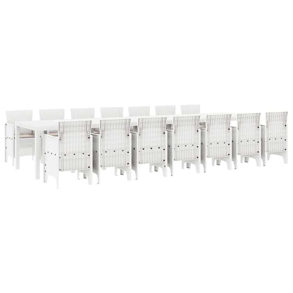 Ensemble de salle à manger de jardin avec coussins 15 pc blanc