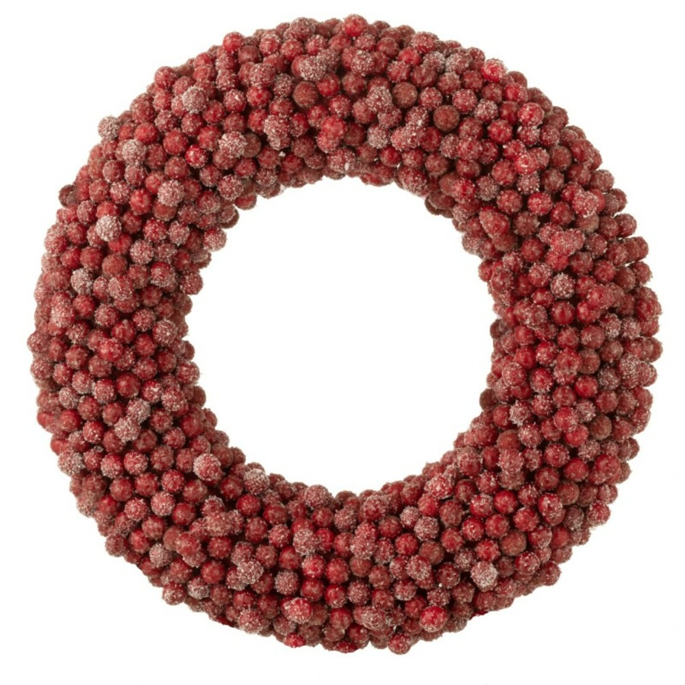 Couronne de baies en résine rouge 45x6x45 cm