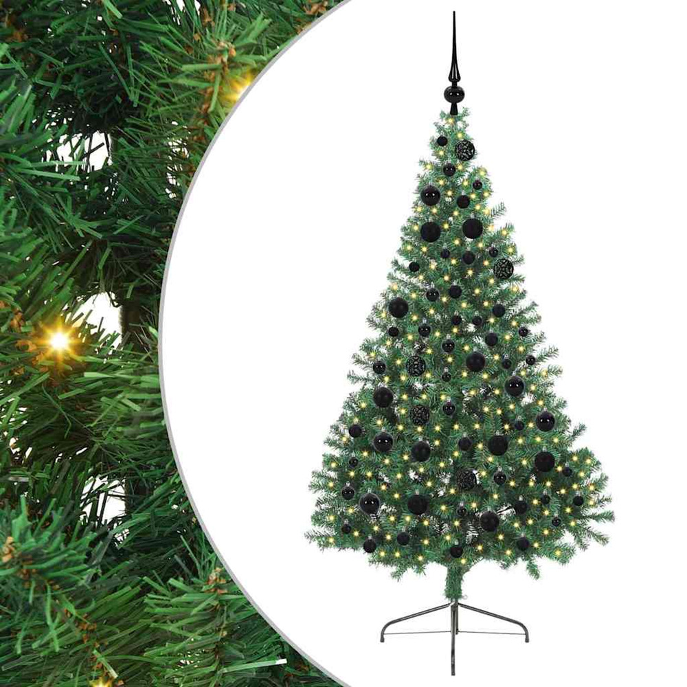 Sapin de noël artificiel pré-éclairé vert 180 cm pvc