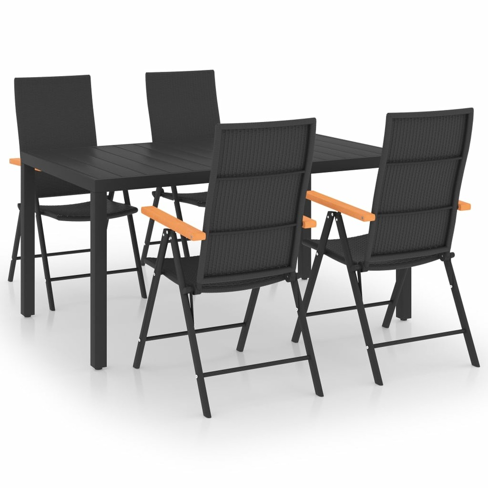 Ensemble à manger de jardin 5 pcs noir et marron