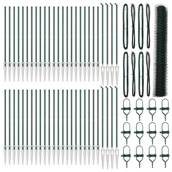 Clôture avec poteaux vert 1.4 x 100 m acier recouvert de pvc