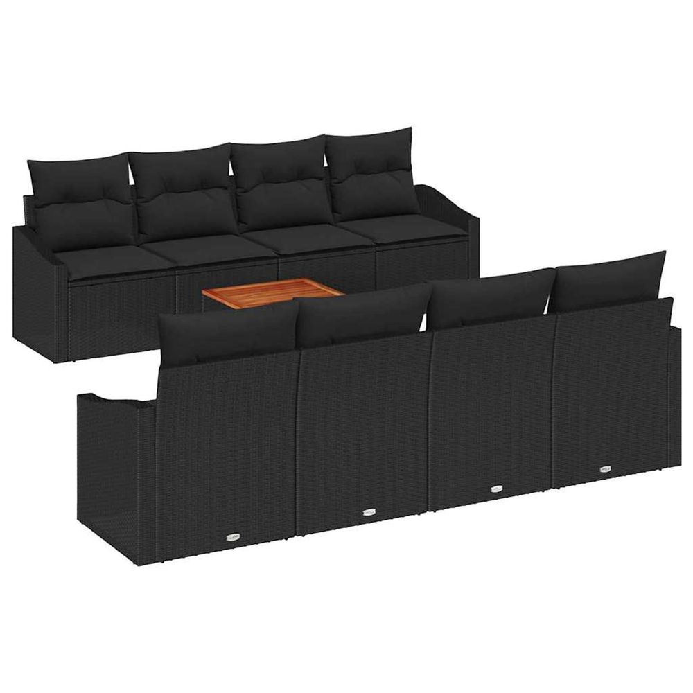 Ensemble de canapé de jardin 9 pc noir polyrotin