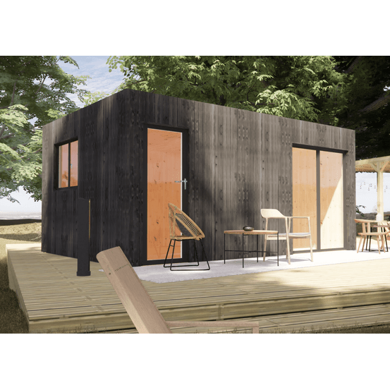Extension bois traité autoclave en bois 5,5 x 3,5 x 2,7 m / menuiseries alu k-line
