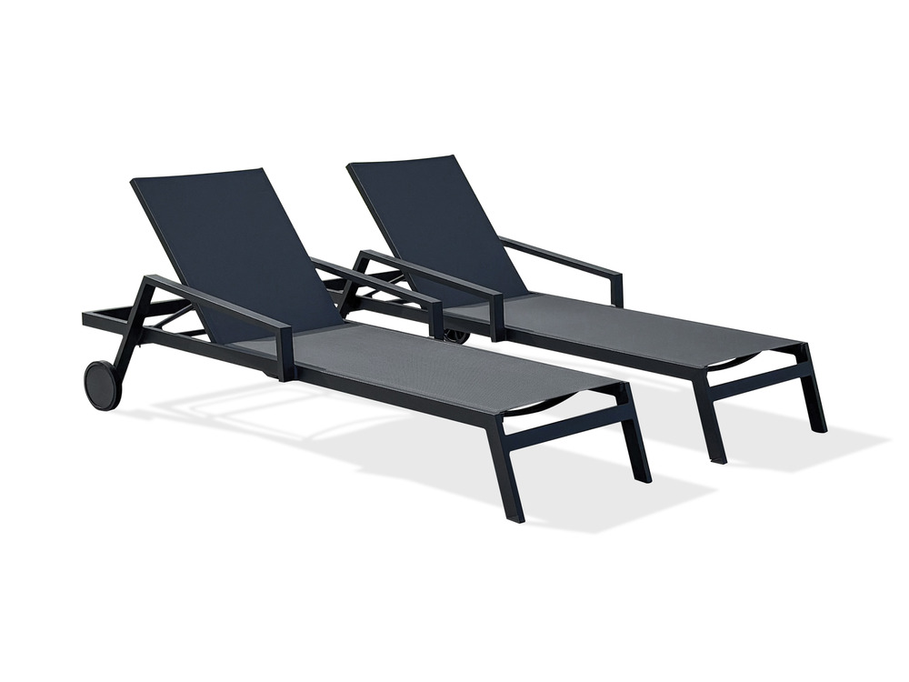 Lot de 2 bains de soleil ibiza en aluminium et textilène anthracite
