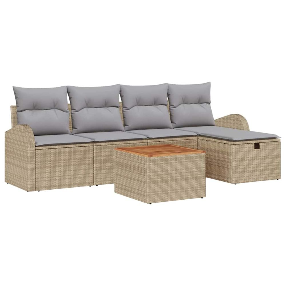 Ensemble de canapé de jardin 6 pc beige polyrotin