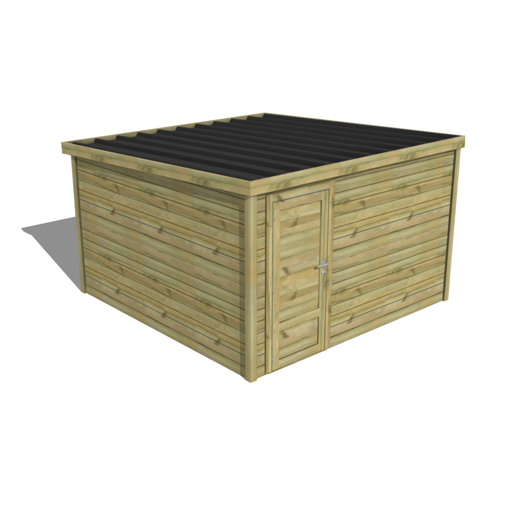 Abri de jardin bois pin traité autoclave 27mm - essentiel - 3,44x3,44m / 12m2 - bac acier - abri français