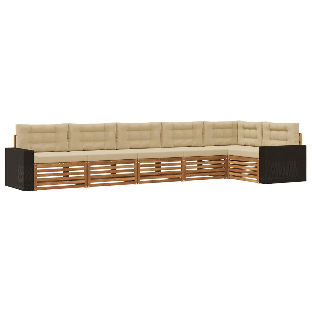 Ensemble de canapés d'extérieur 6 pc naturel et beige polyester