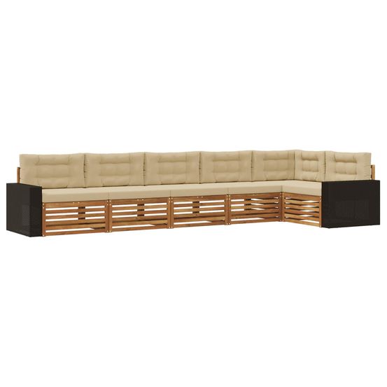 Ensemble de canapés d'extérieur 6 pc naturel et beige polyester