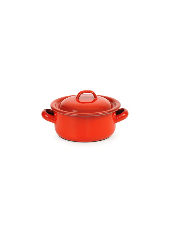 Cocotte avec couvercle acier emaillé rouge - pujadas