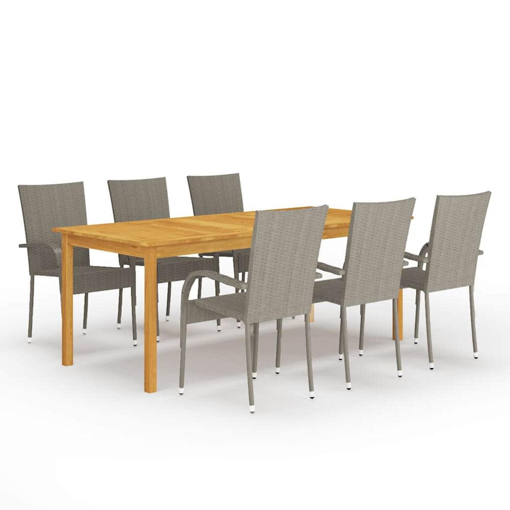 Ensemble à manger de jardin 7 pcs gris