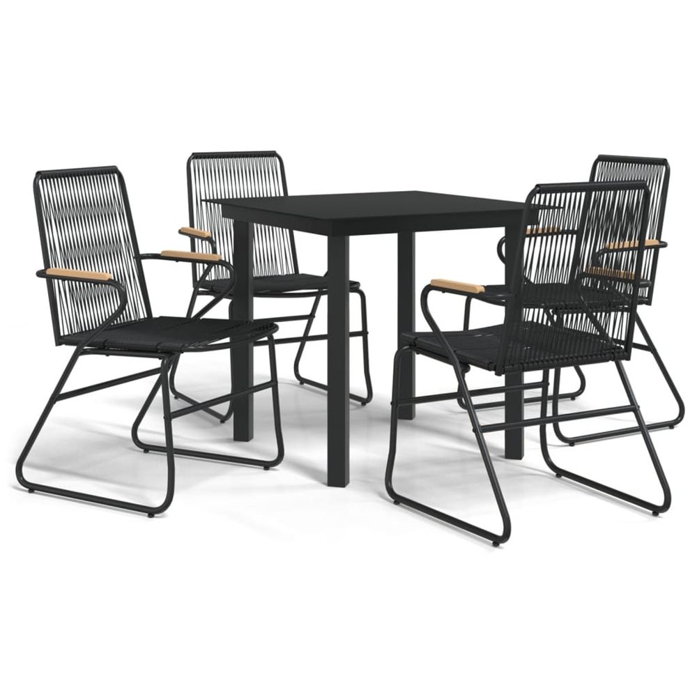 Ensemble à manger de jardin 5 pcs noir rotin pvc