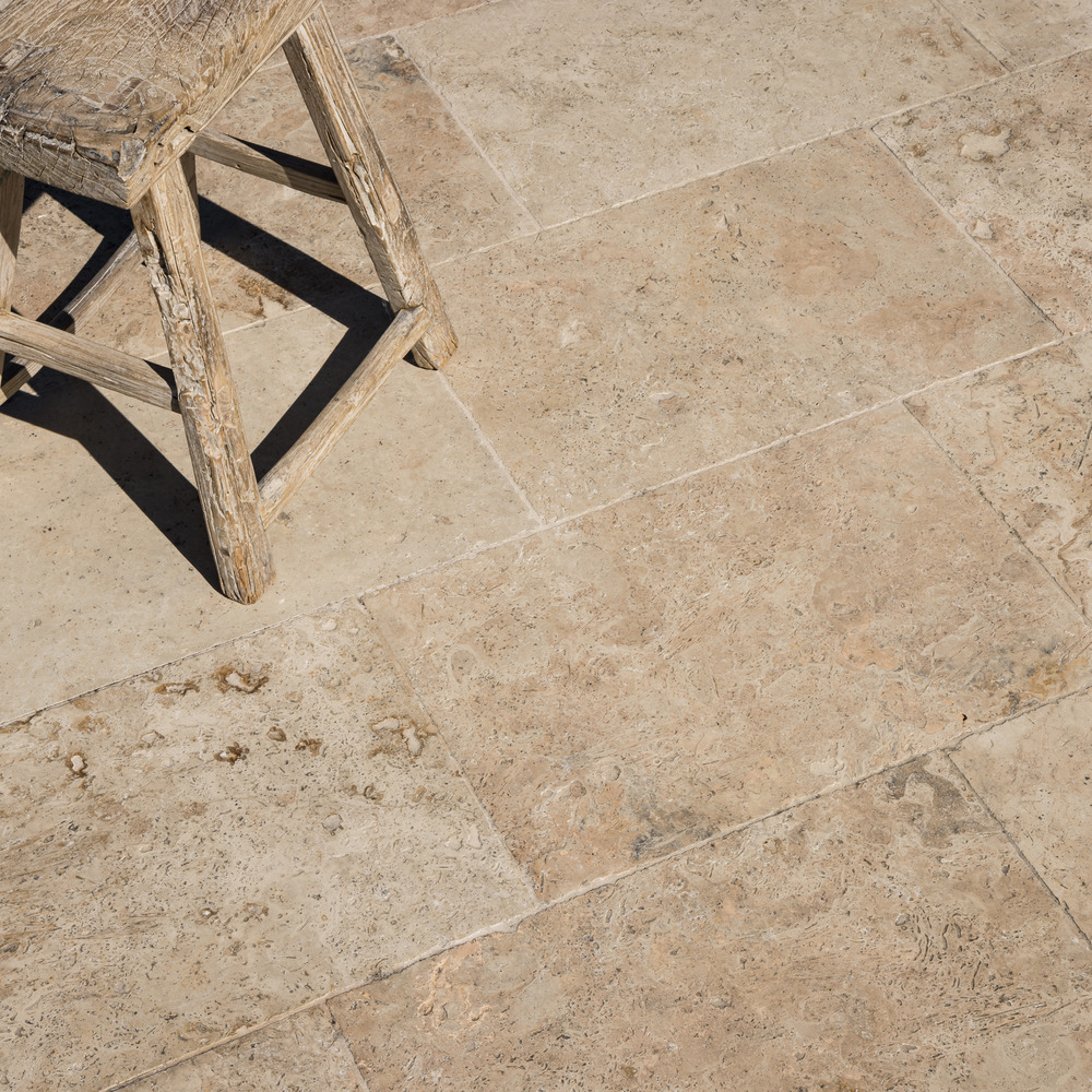 Carrelage travertin rustique nuancé 61x40,6x1,2 cm - intérieur et extérieur (lot de 1,24 m² 5 dalles) - ro'ma nature