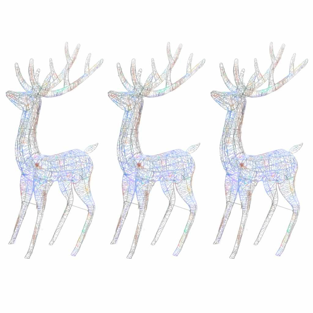 Rennes de noël xxl acrylique 250 led 3 pcs 180 cm multicolore