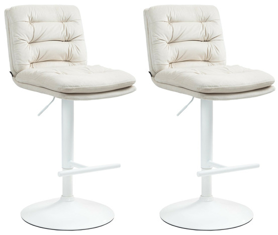Lot de 2 tabourets de bar damar velours blanc