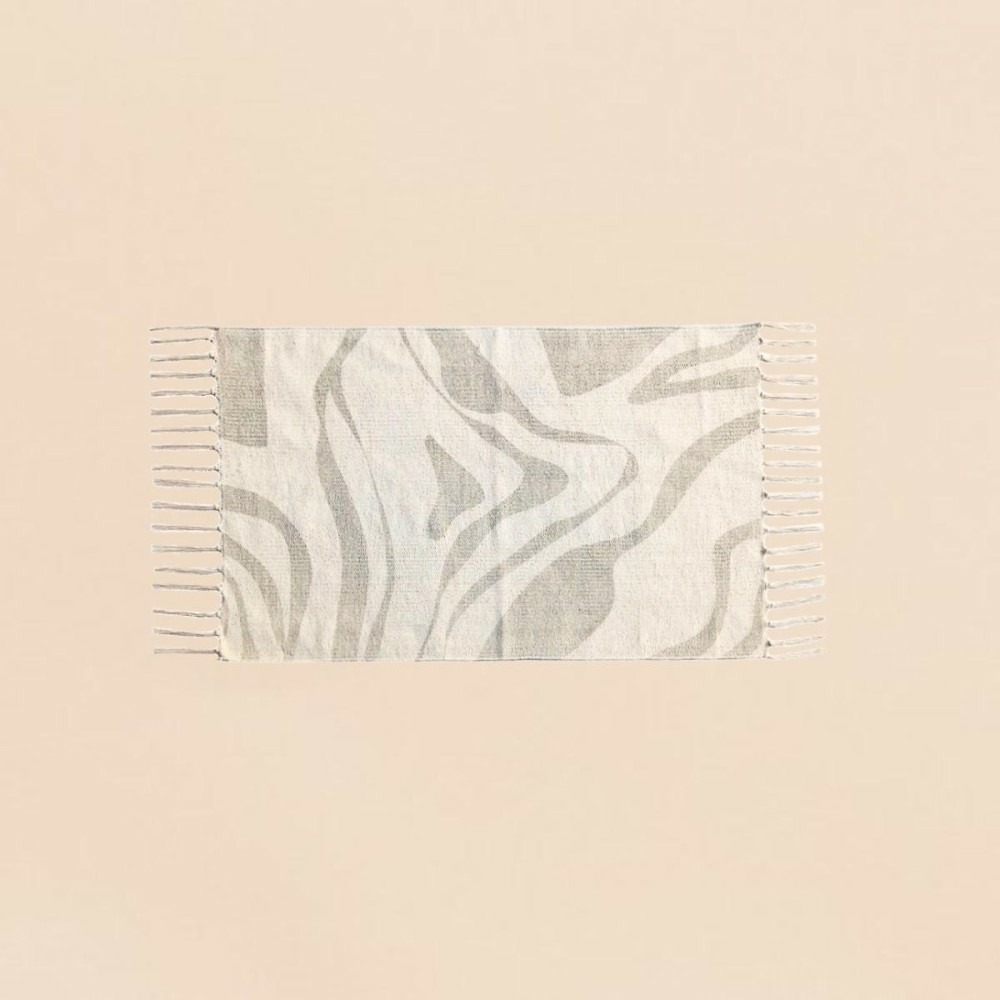 Tapis zébré à franges beige et marron 60x90cm