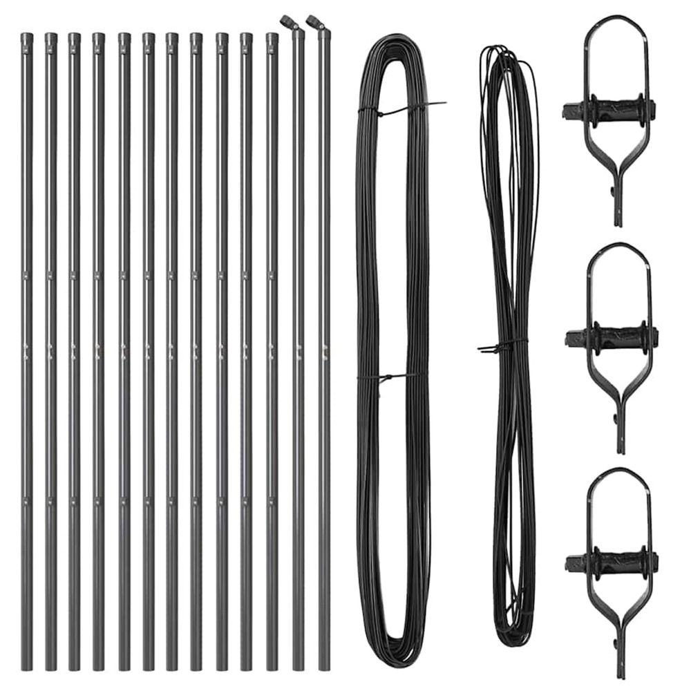 Poteau de clôture. 13 pcs gris acier