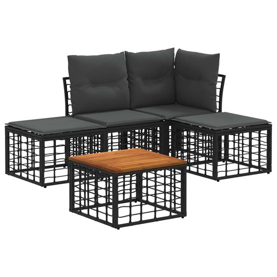Ensemble de canapés d'extérieur 5 pc noir et gris foncé