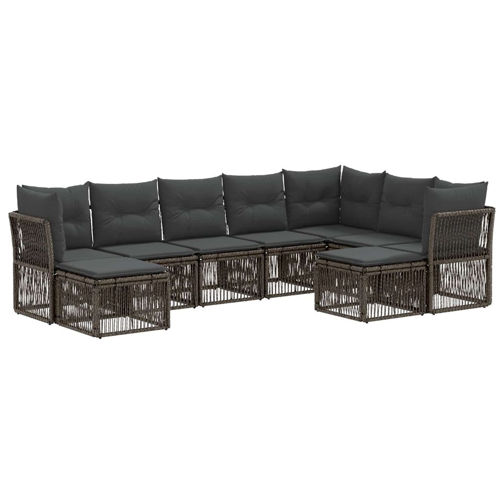Ensemble de canapé de jardin 9 pc gris polyrotin