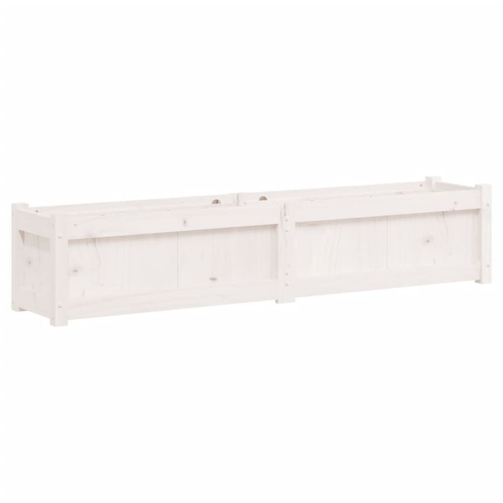 Jardinière blanc 150x31x31 cm bois massif de pin