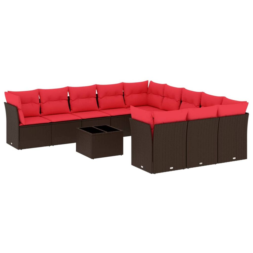 Ensemble de canapé de jardin 12 pcs avec coussins marron