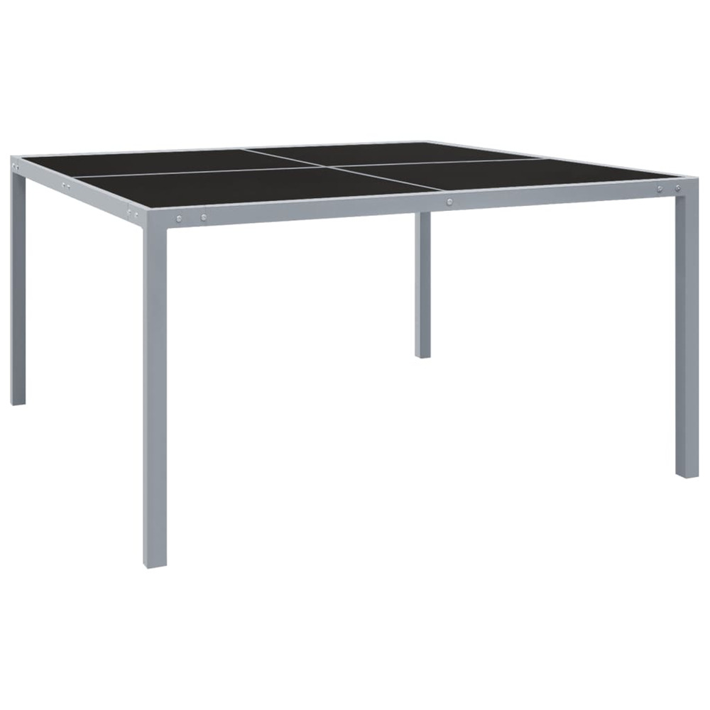 Table de jardin 130x130x72 cm gris acier et verre