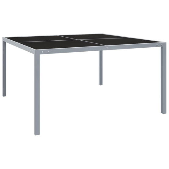 Table de jardin 130x130x72 cm gris acier et verre
