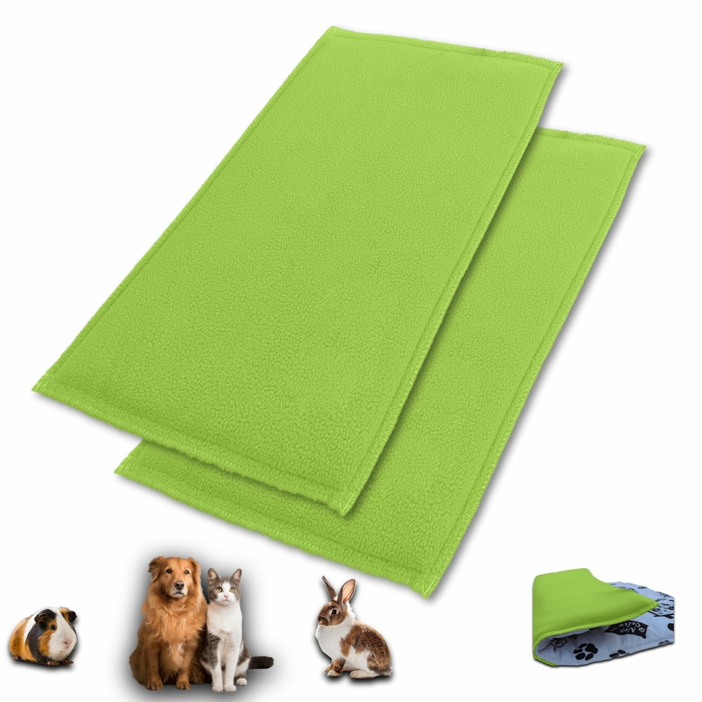 Lot de 2 - tapis pour cochon d'inde et lapin en polaire 140 x 70 cm - polaire absorbant, lavable en machine, economique