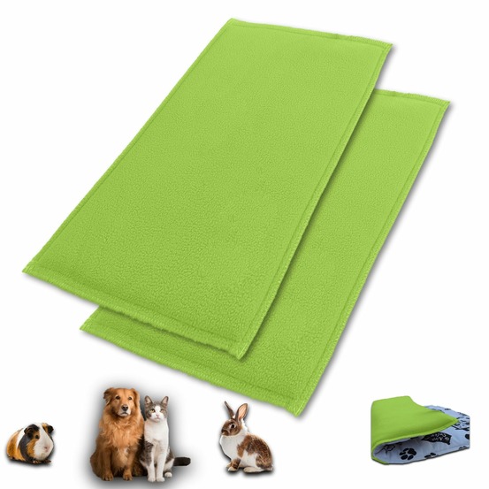 Lot de 2 - tapis pour cochon d'inde et lapin en polaire 140 x 70 cm - polaire absorbant, lavable en machine, economique