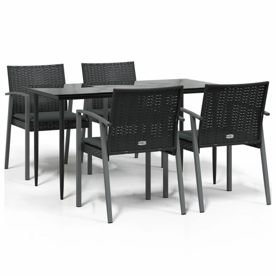 Ensemble à manger de jardin 5 pcs coussins résine tressée acier