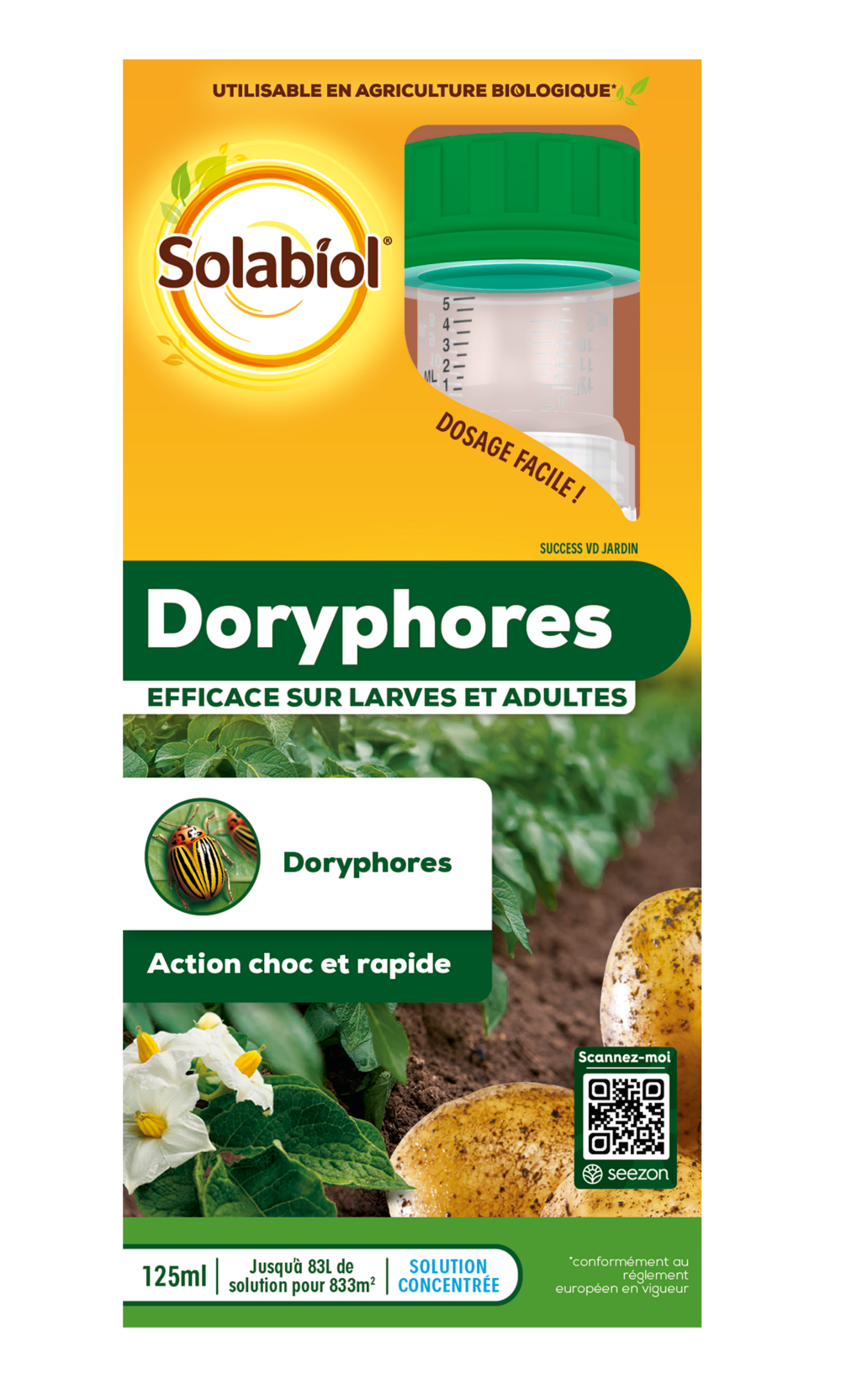 Anti doryphores - 125ml - surface traitée 833m² - bidon autodoseur - action choc - utilisable en agriculture biologique
