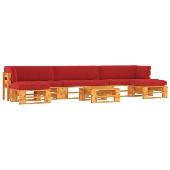 Salon de jardin palette 6 pcs pin imprégné de marron miel