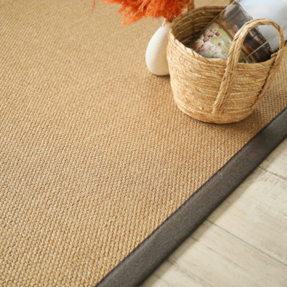 Tapis sisal - tulum havane - ganse chocolat - 140 x 200 cm