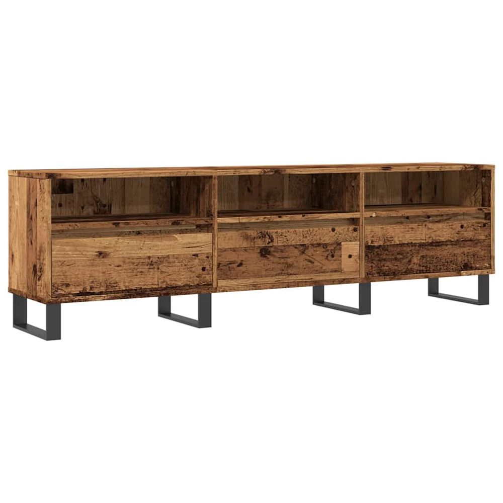 Meuble tv vieux bois 150x30x44,5 cm bois d'ingénierie