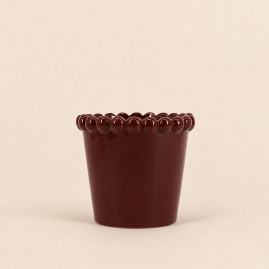 Cache-pot en céramique avec perles bordeaux 16cm