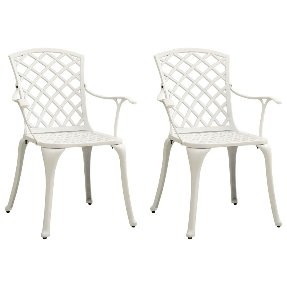 Chaises de jardin lot de 2 aluminium coulé blanc