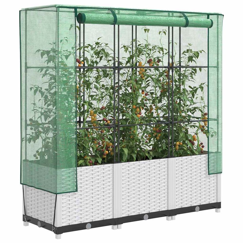 Jardinière serre complète avec armature tube fer et bâche imperméable pour semis précoces blanc 120 cm