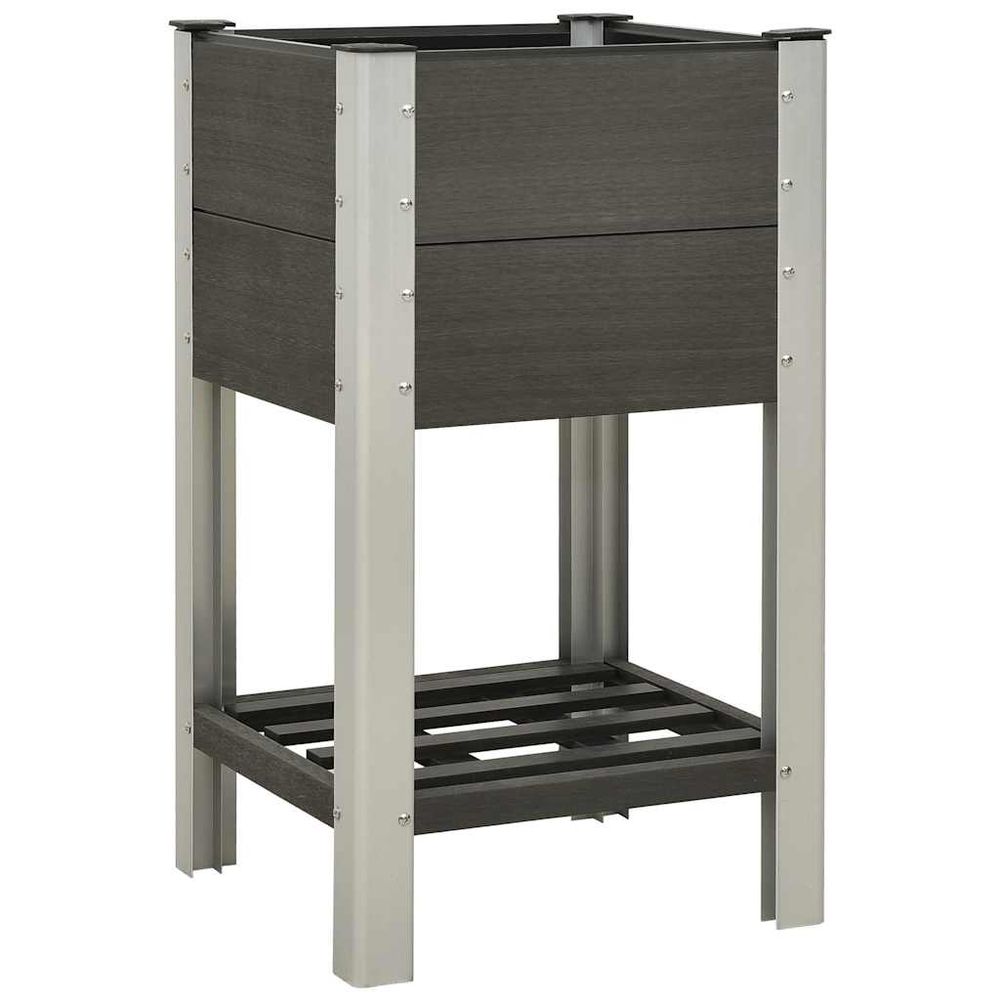 Lit surélevé de jardin avec étagère 50x50x90 cm wpc gris