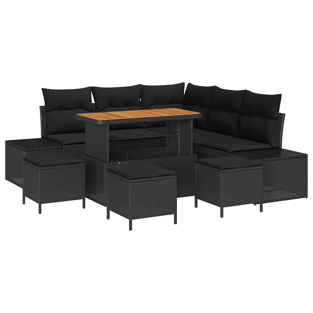 Ensemble de canapé de jardin 9 pc noir poly rotin