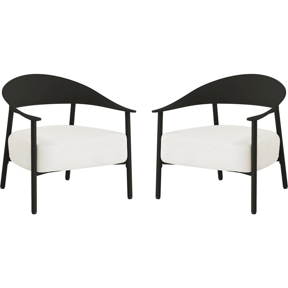 Lot de 2 fauteuils de jardin en plastique et en métal 