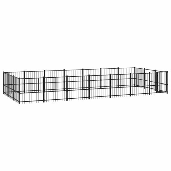 Chenil d'extérieur pour chiens acier 19,76 m²